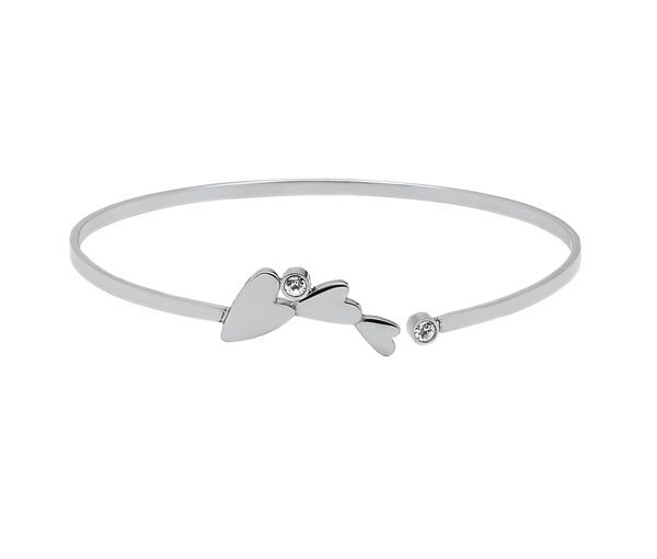 BRACELET BANGLE ACIER COEURS CZ 7